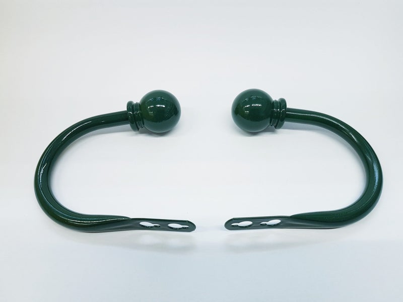 Set of 2 Ball Drapery Curtain Tie Backs / Holdbacks - Dark Green Carousel 1