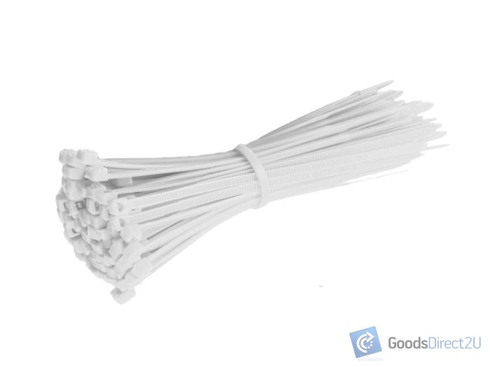 Cable Tie - 4.8 x 200mm, White - 100Pcs Carousel 1