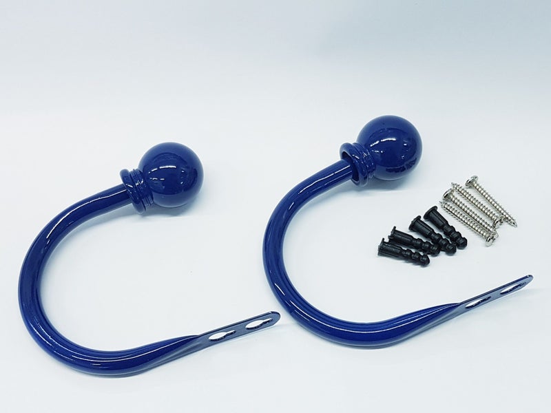 Set of 2 Ball Drapery Curtain Tie Backs / Holdbacks - Dark Blue Carousel 1