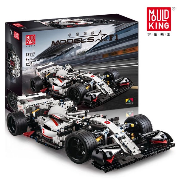 White & Black F1 race car - 1235 pieces - MouldKing: Technical Carousel 2