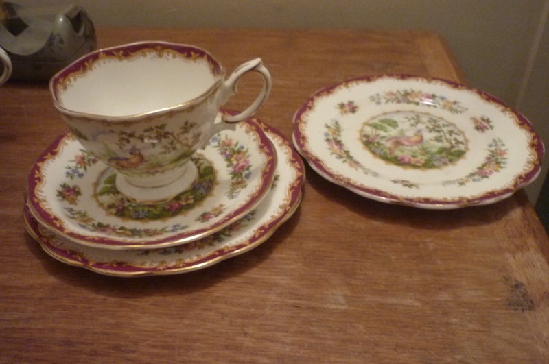 ROYAL ALBERT CHELSEA BIRD TRIO + EXTRA PLATE Carousel 1