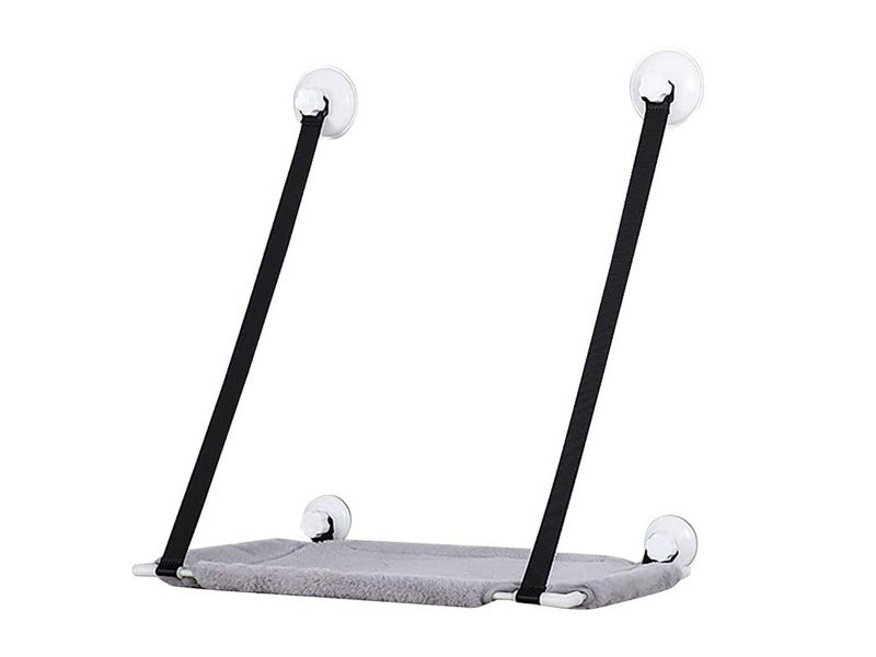 Single Layer Cat Hammock for Window Plush Cat Bed Warm Hanging Nest Grey Carousel 1