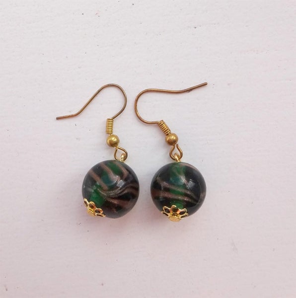 beautiful green glass balls earrings Carousel 1