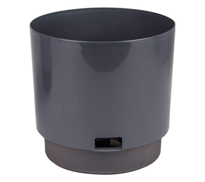 Decor Watermatic(TM) Round Self-Watering Plant Pot - Pewter, 215mm Carousel 1