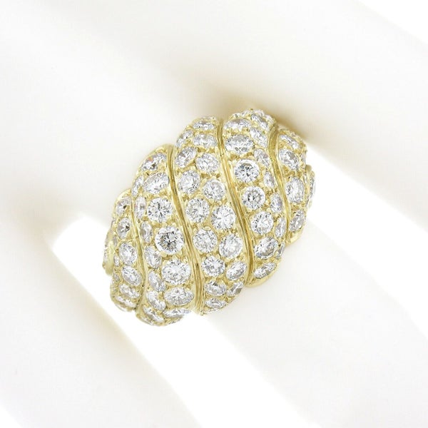 Vintage French 18k Gold 3.00ctw Fiery Diamond Bold Dome Bombe Cocktail Ring Carousel 2