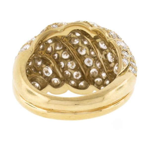 Vintage French 18k Gold 3.00ctw Fiery Diamond Bold Dome Bombe Cocktail Ring Carousel 8