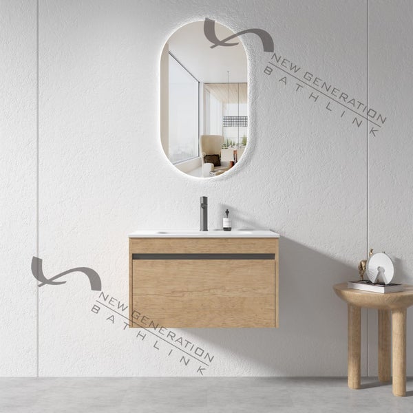 Vanity - 750mm Wall Hung Light Oak Vanity PLYWOOD Carousel 1