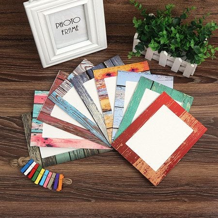 Creative 9-Piece 7-Inch Home Rectangular Paper Frame with Wood Clips Carousel 2