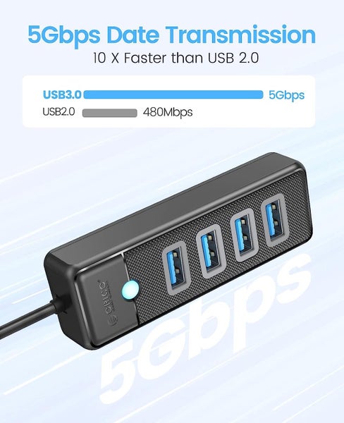 Orico Type C to 4 Ports USB-A 3.0 Hub Adapter - Black Carousel 2