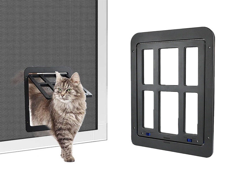 Magnetic Closure Cat Screen Door Frame Pet Entrance Gate for Cats Puppy White Carousel 1