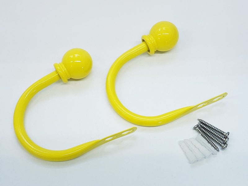 Set of 2 Ball Drapery Curtain Tie Backs / Holdbacks - Yellow Carousel 1