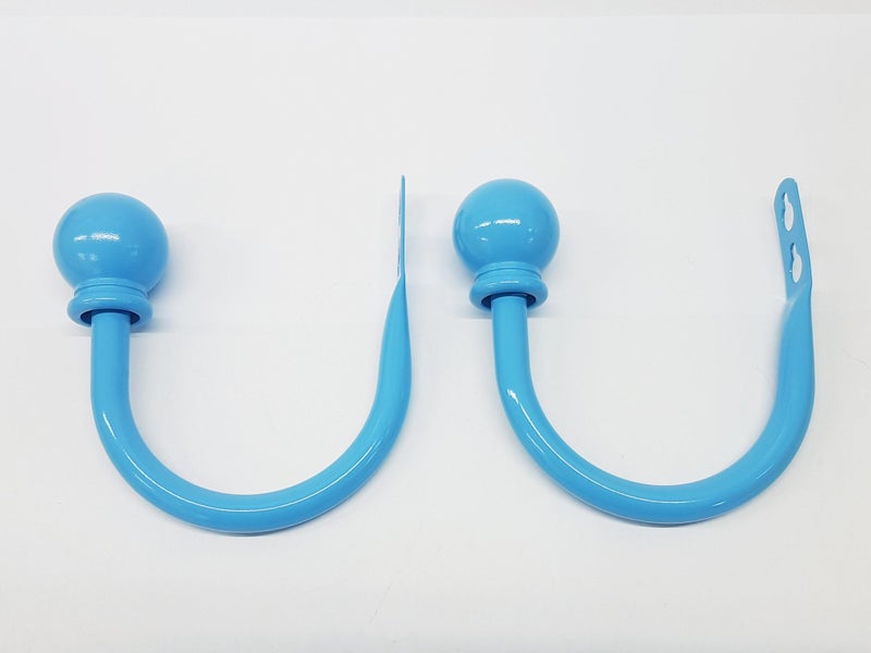 Set of 2 Ball Drapery Curtain Tie Backs / Holdbacks - Light Blue Carousel 2
