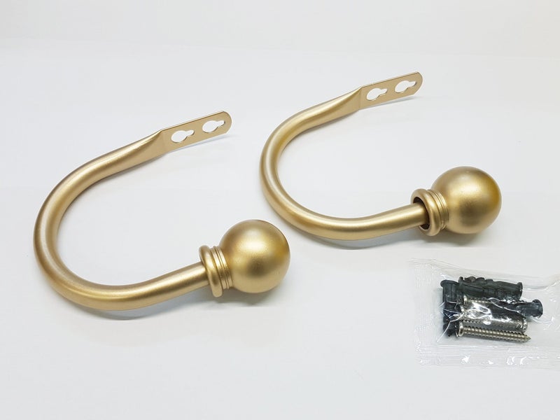 Set of 2 Ball Drapery Curtain Tie Backs / Holdbacks - Gold Carousel 1