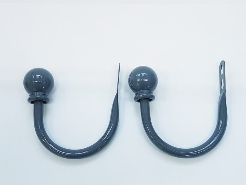 Set of 2 Ball Drapery Curtain Tie Backs / Holdbacks - Dark Grey Carousel 2
