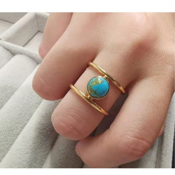 NEW new Vintage Turquoise Ring Gold Bohemian Ring Jewellery*Hot SALE Carousel 13