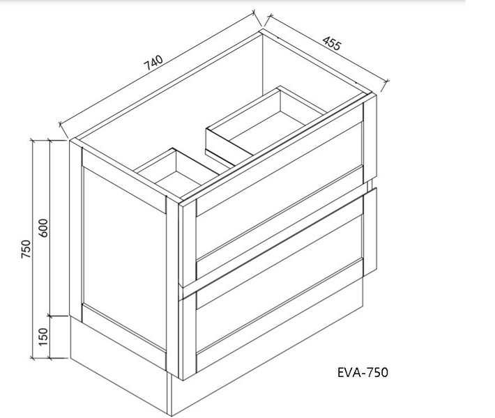 Floor Standing Vanity with Sit on Top Basin EVA-750W Carousel 2