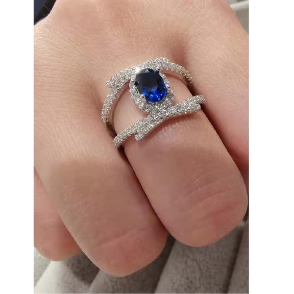 Sapphire Diamond Ring White Gold Ring Jewellery *Local Clearance* Carousel 16