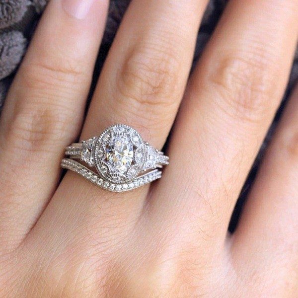 2Pcs Diamond Rings White Gold Engagement Ring Jewellery *Local Buy* Carousel 13