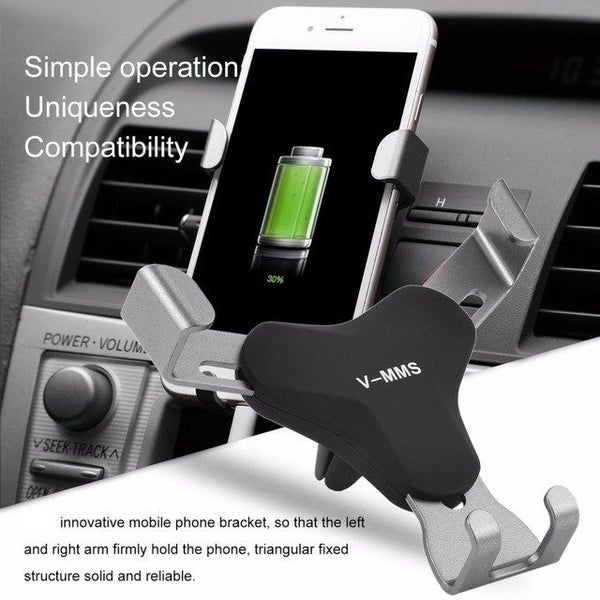 $1 Res ~~ Silver Car Phone Holder - Gravity Air Vent Car Mount Holder Carousel 2