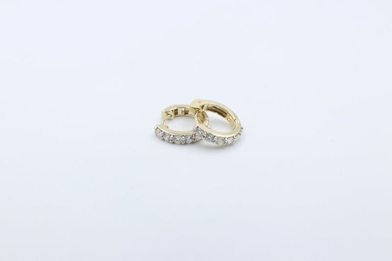 9ct Gold Diamond huggies TDW 1ct with Push release Carousel 2