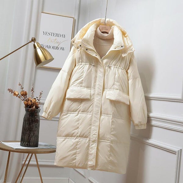 Winter Long Down Jacket Women Thick Warm Hooded Jacket Loose Parkas Carousel 1