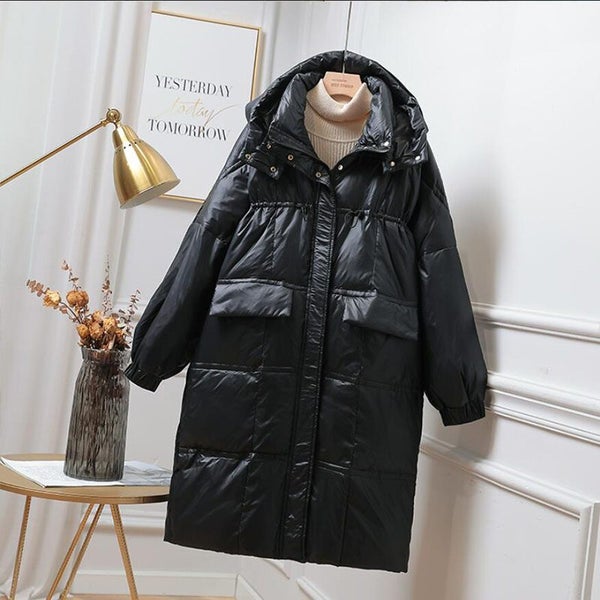 Winter Long Down Jacket Women Thick Warm Hooded Jacket Loose Parkas Carousel 2