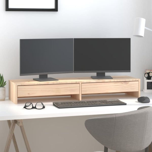 Monitor Stand 100x27x15 Cm Solid Wood Pine Notkpk Carousel 1