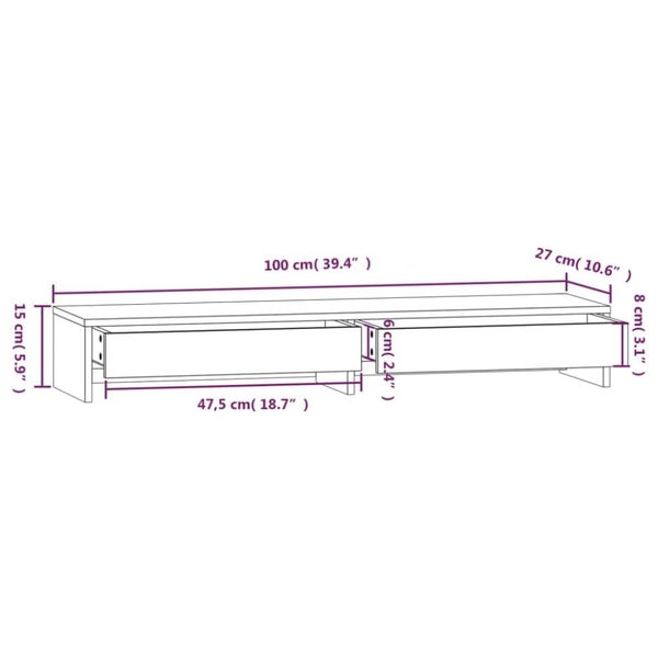 Monitor Stand 100x27x15 Cm Solid Wood Pine Notkpk Carousel 2