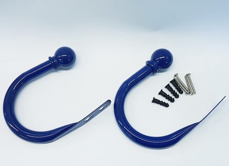 Set of 2 Ball Drapery Curtain Tie Backs / Holdbacks - Dark Blue Large Carousel 1