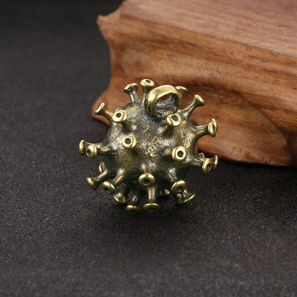 Brass Vintage keychain miniature virus monster figurine lucky protector pendant Carousel 3