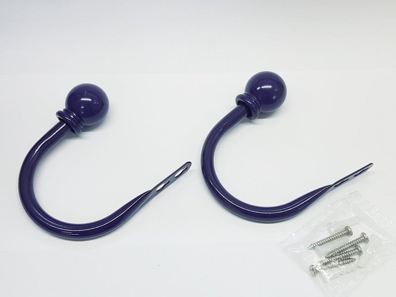 Set of 2 Ball Drapery Curtain Tie Backs / Holdbacks - Dark Purple Carousel 1
