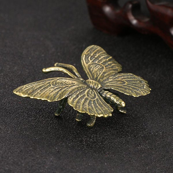 Brass Antique style collectable miniature statue solid butterfly figurine Carousel 2