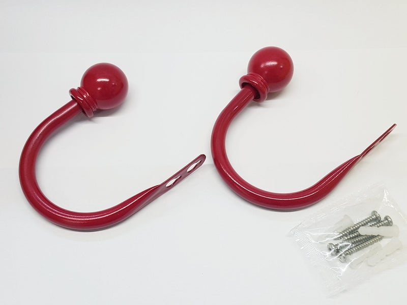 Set of 2 Ball Drapery Curtain Tie Backs / Holdbacks - Dark Red Carousel 1
