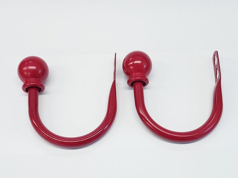 Set of 2 Ball Drapery Curtain Tie Backs / Holdbacks - Dark Red Carousel 2