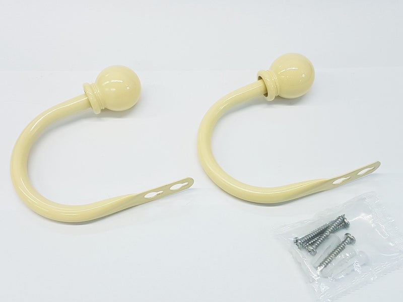Set of 2 Ball Drapery Curtain Tie Backs / Holdbacks - Cream Carousel 1