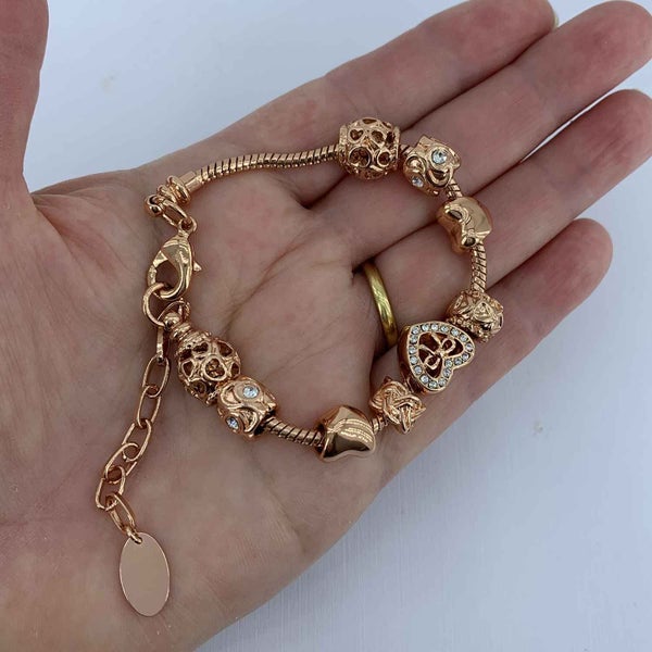 Rose-gold Charm Bracelet with 9 FREE charms "Mere" Carousel 2