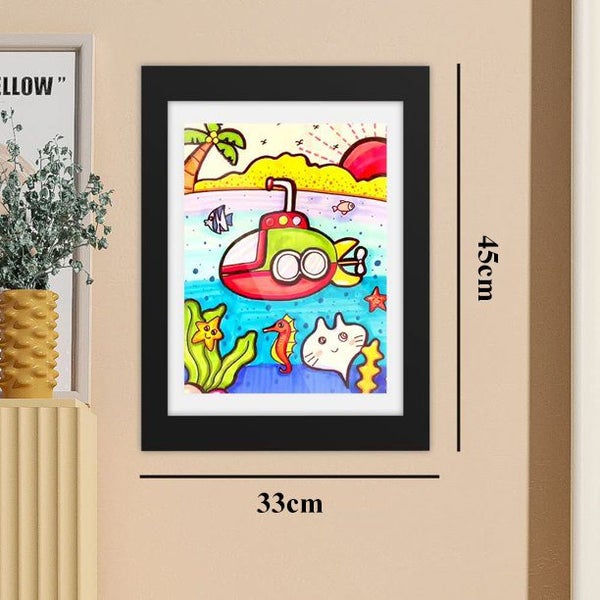 Kids Artwork Picture Frame 45x33CM-Black Carousel 7