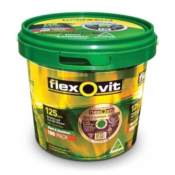 Flexovit 125 x 1.0 x 22.23mm 100-Pack Metal Cutting off Wheel Carousel 1