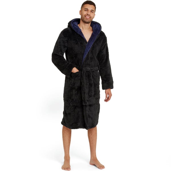 Snuggaroo Mens Soft Fleece Hooded Dressing Gown Carousel 1