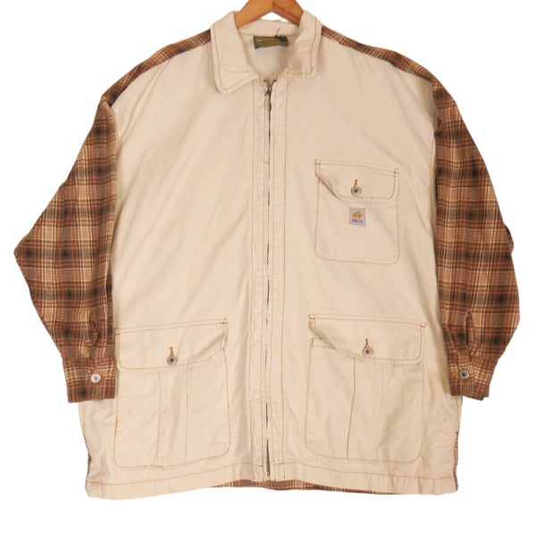 Vintage 90s Skate Brand Geetz Flannel Work Shirt Jacket XL Carousel 1