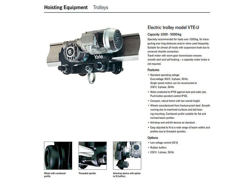 Yale Electric Trolley 1T 3 Phase Dual Speed YETN100 Carousel 3