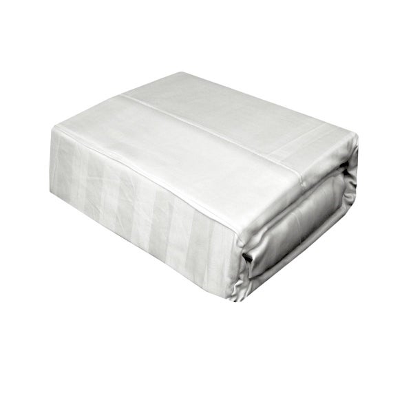 375TC 100% Cotton Wide Stripes White Sheet Set Single 38cm Wall Carousel 1