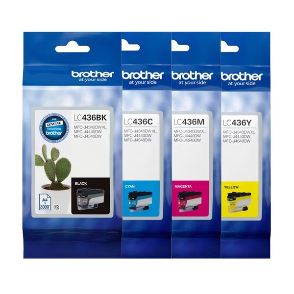 Brother LC436 Black Cyan Magenta Yellow 4 Ink Cartridge Toner Value Pack Carousel 1