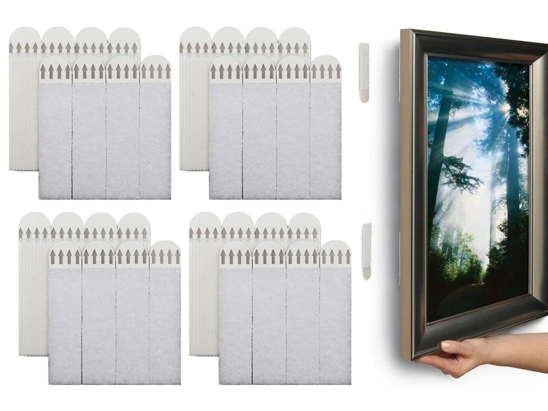 48 Pairs Adhesive Picture Hanging Strips Hook and Loop Tape Poster Frame Hanger Carousel 1