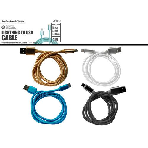 1 Metre Iphone Lightning Cable Nylon Braided Charge Cable Carousel 2