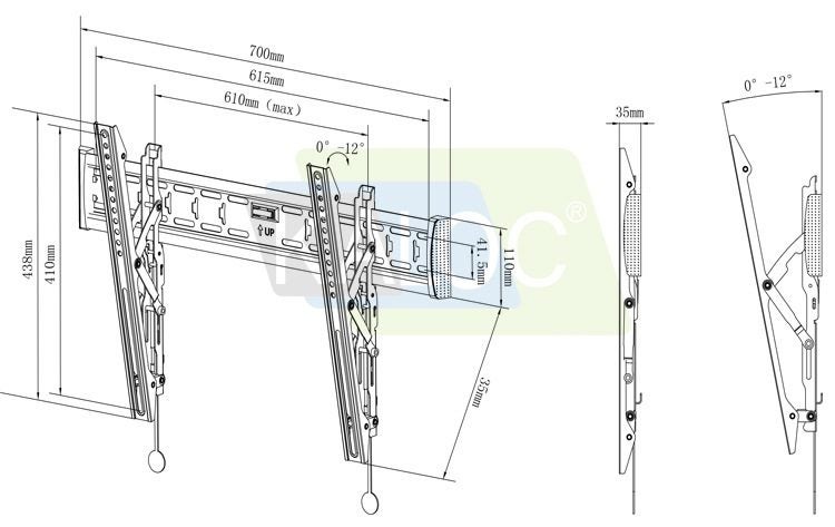 KALOC E3-T Adjustable LCD TV Wall Mount Tilt Bracket for 40" to 65" Carousel 10