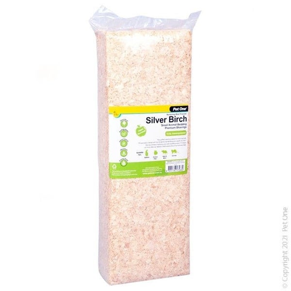 Pet One Small Animal Rabbit Guinea Pigs Bedding Silver Birch Shavings 1kg/15.5L Carousel 1