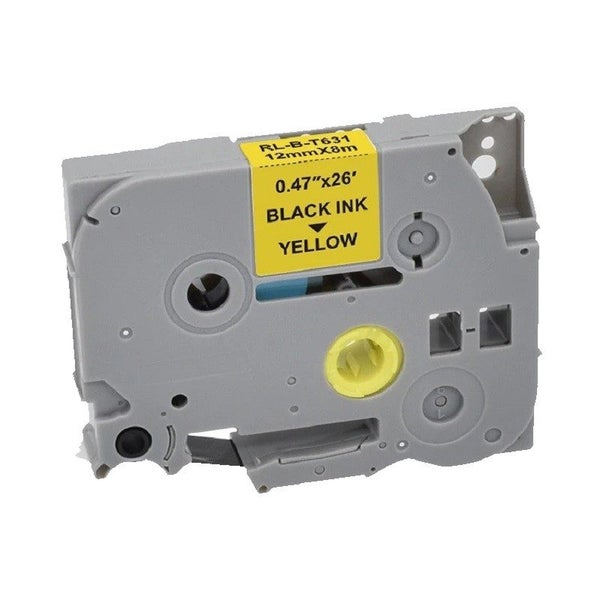 Replacement Brother P touch 12mm x 8m label Tape Tze631 TZE-631 BLACK on YELLOW Carousel 1