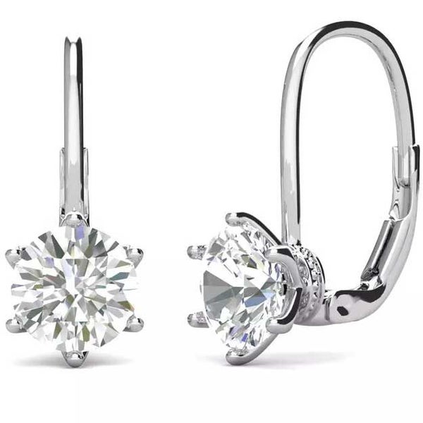 925 Sterling Silver Moissanite Earrings "Roslyn" Carousel 1