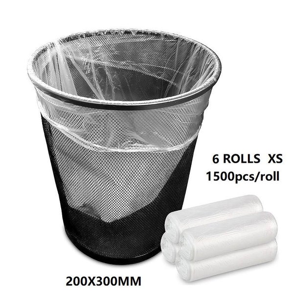 XS(200X300MM) Clear Trash Bag Rubbish, 1500pcs/roll, (6 Rolls/1ctn) Carousel 1